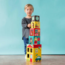 Load image into Gallery viewer, Peek-A-Boo House Stacking Blocks Play Set.
