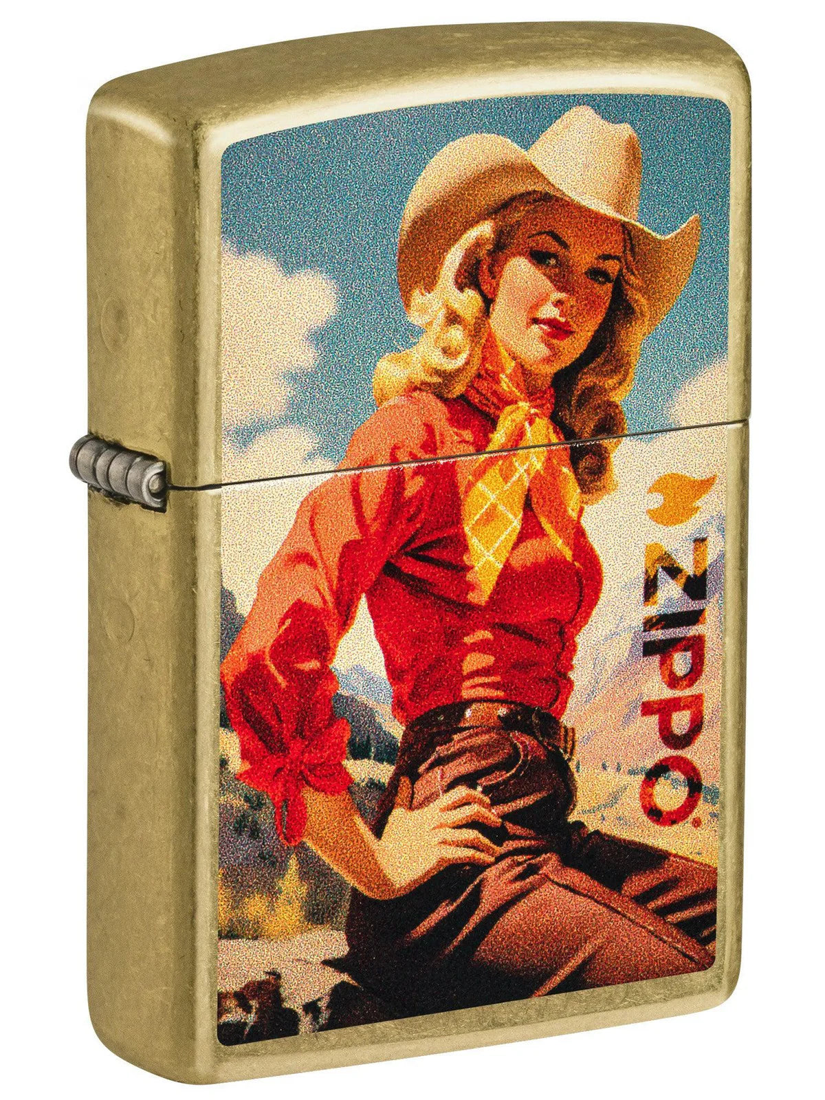 Western Cowgirl - Street Brass Zippo Lighter