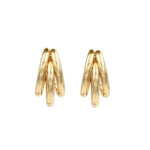 Gold Tri-Hoop Earrings.