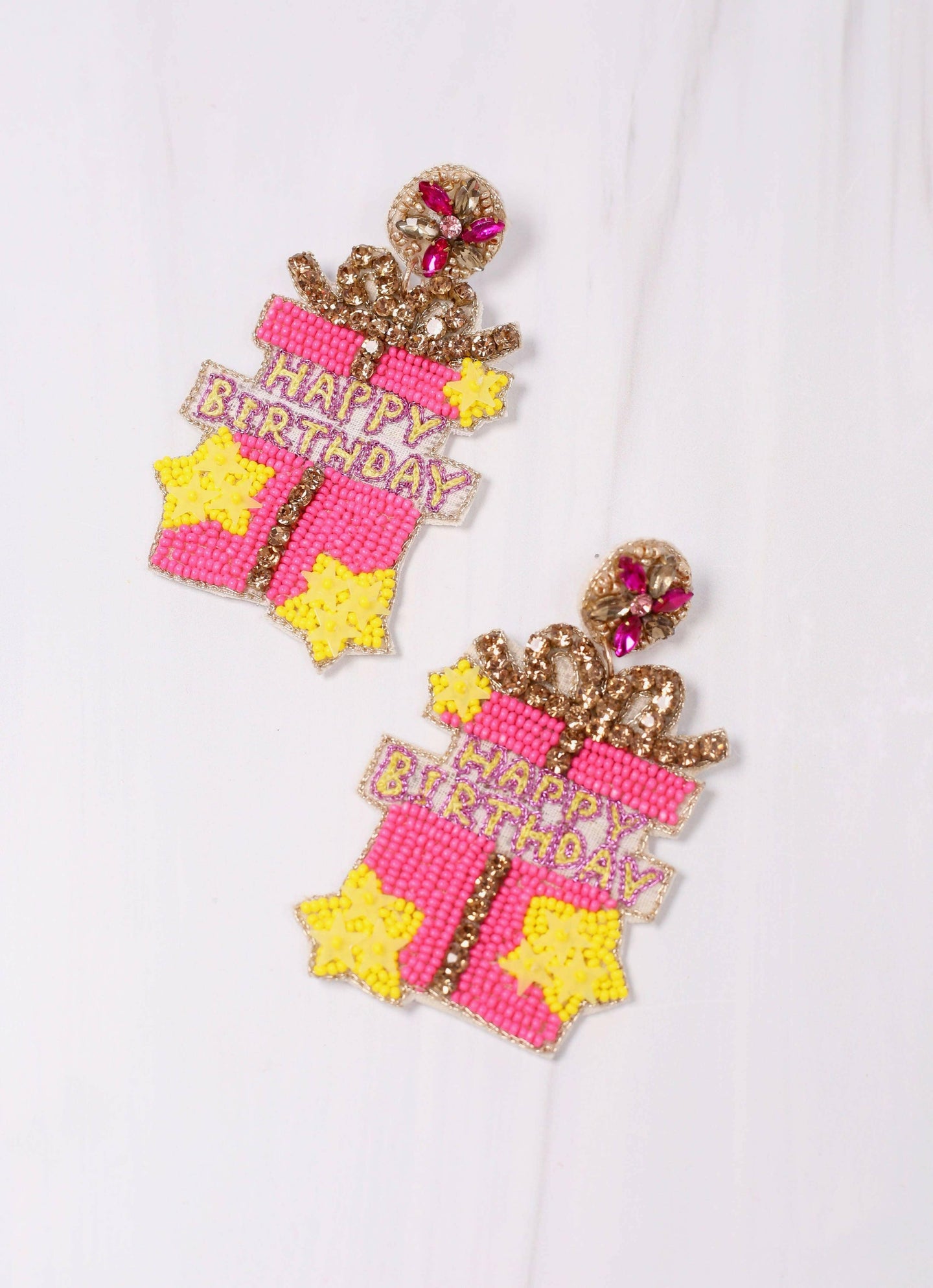 Happy Birthday Embellished Earring PINK.