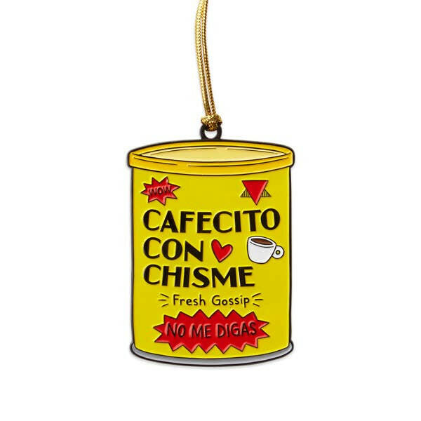 Cafecito con Chisme Enamel Ornament.