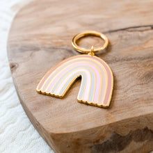 Load image into Gallery viewer, Pink Rainbow Metal Keychain 2x2 in..
