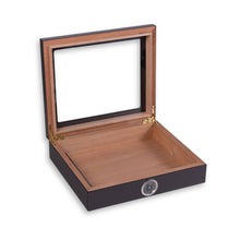 Load image into Gallery viewer, Carbon Fiber Design 20 Cigar Humidor with Glass Viewing Top.
