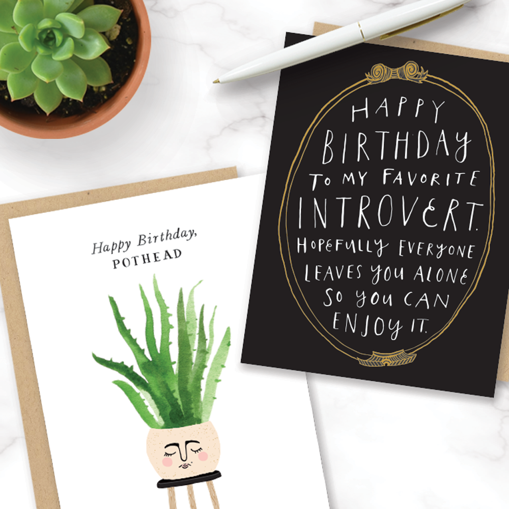 happy birthday pothead Introvert Birthday Card