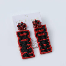 Load image into Gallery viewer, Beaded Red/Black Touch Down Earrings | GAME DAY EARRINGS.
