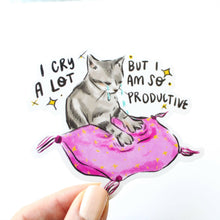 Load image into Gallery viewer, I Cry A Lot Cat Vinyl Sticker.
