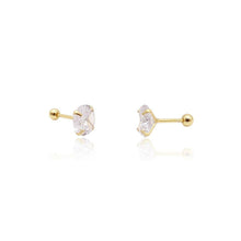 Load image into Gallery viewer, Classic CZ Large Diamond Screw Ball Back Earrings.
