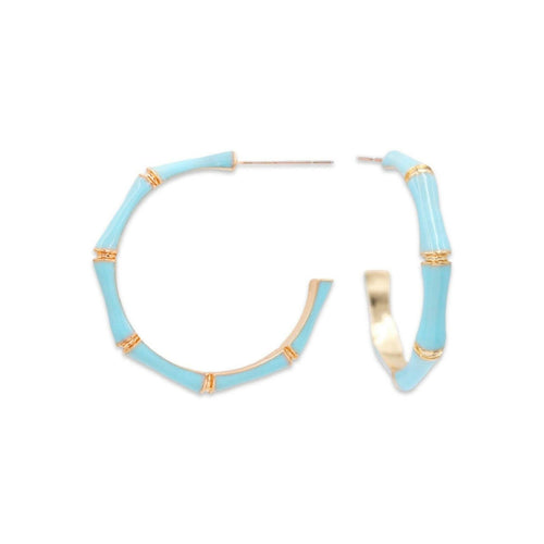 Custom Carolina Blue Bamboo Hoop Earrings.