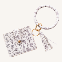 Load image into Gallery viewer, Pressed Floral Circle Wristlet Keyring.
