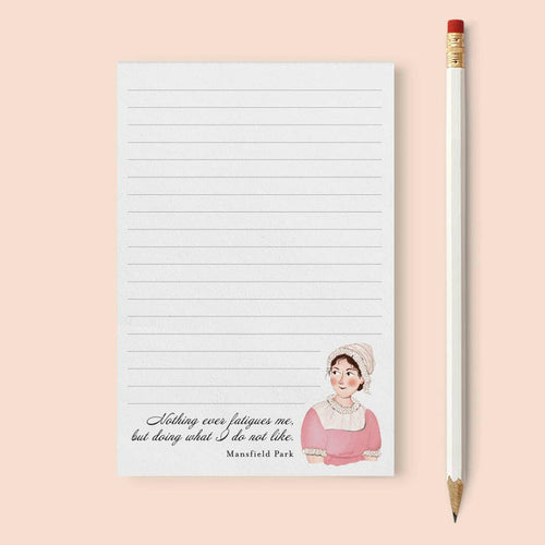 Jane Austen Mansfield Park Inspired Notepad - Books, Readers.