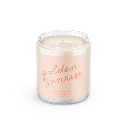 Golden Sunrise: 8 oz Soy Wax Hand-Poured Candle.