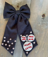 Load image into Gallery viewer, Jenny Baseball Bead Embellished Barrette Hair Bow.
