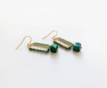 Load image into Gallery viewer, Rectangle Diopside Earrings.
