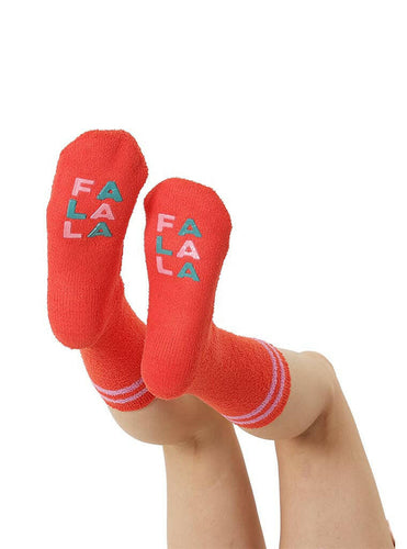 Fuzzy Crew Socks w/ Bottom Grip Phrase - 