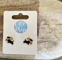 Load image into Gallery viewer, Christmas Dogs Enamel Stud Earrings Pom, Scottie, Dachshund.
