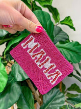 Load image into Gallery viewer, Baseball Stitched &#39;Mama&#39; Beaded Zip Pouch
