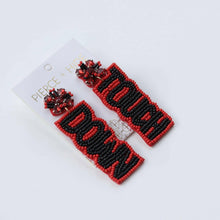 Load image into Gallery viewer, Beaded Red/Black Touch Down Earrings | GAME DAY EARRINGS.
