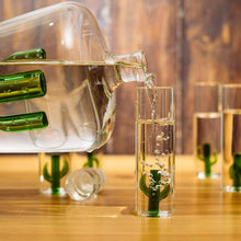 Load image into Gallery viewer, Decanter Set with Cactus Decanter and 6 Cactus Shot Glasses
