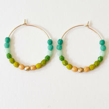 Load image into Gallery viewer, Colorful Gold Filled Ombre Hoops.
