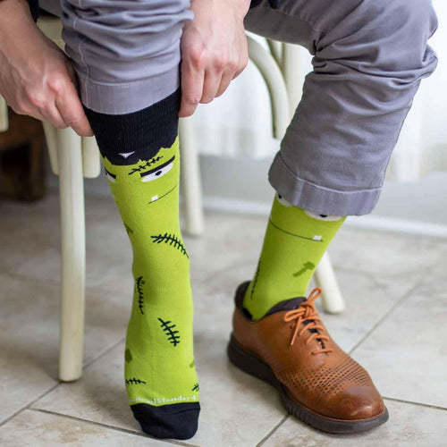 Men's Frankenstein Socks   Green/Black   One Size.