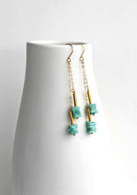 Load image into Gallery viewer, Amazonite Square Dangle Earrings | Green Dangle Earrings.
