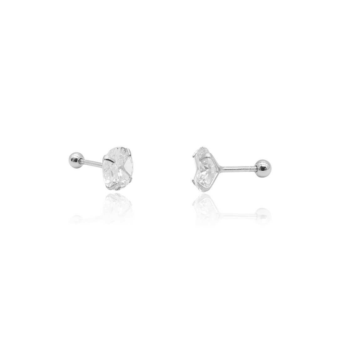 Classic CZ Large Diamond Screw Ball Back Earrings.