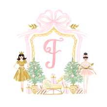 Load image into Gallery viewer, Nutcracker Ballerina Monogram Ornament | Pink &amp; Gold Mirror Christmas Ornament
