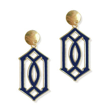 Load image into Gallery viewer, Navy Trellis Earrings.
