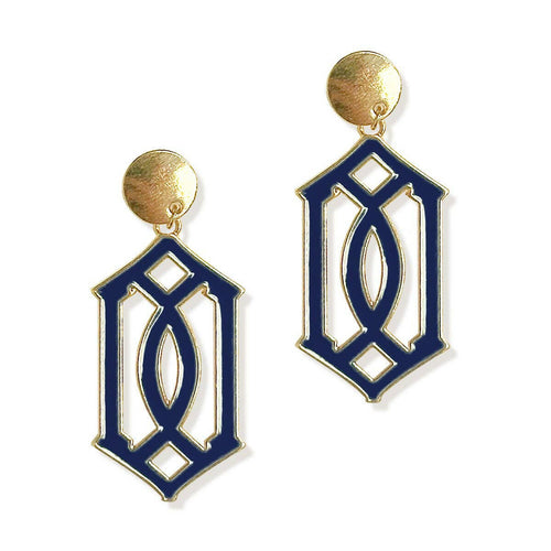 Navy Trellis Earrings.