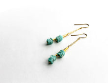 Load image into Gallery viewer, Amazonite Square Dangle Earrings | Green Dangle Earrings.
