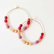 Load image into Gallery viewer, Colorful Gold Filled Ombre Hoops.
