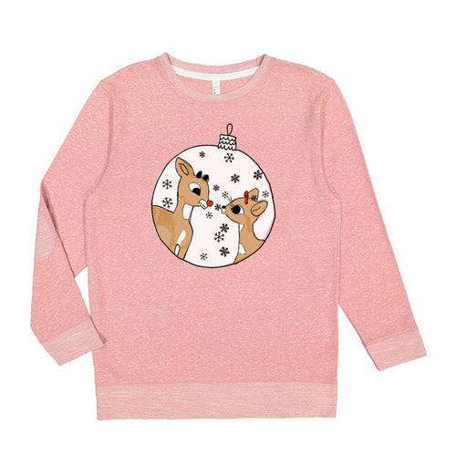 Rudolph : Youth Melange Sweatshirt Holiday Christmas.