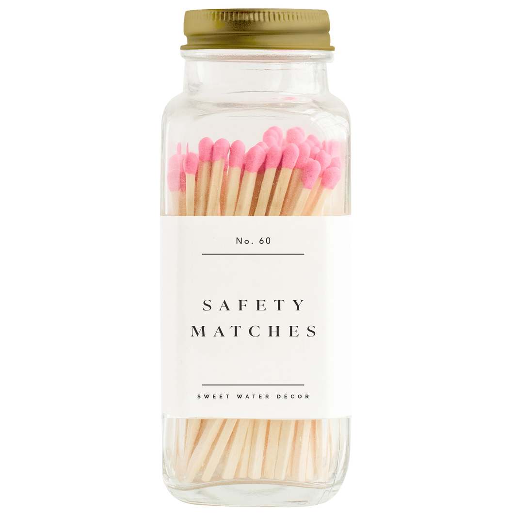 Safety Matches with Strike Pad, Pink Tip, 60 Count
