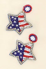 Load image into Gallery viewer, Jeweled Patriotic Star Shaped Beaded Earrings
