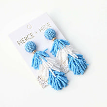 Load image into Gallery viewer, Carolina Blue Tiered Tassel Earrings| GAME DAY EARRINGS.
