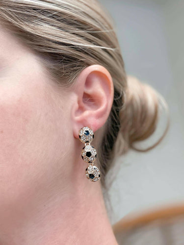 Sporty Rhinestone Trio Dangle Earrings - Soccer.
