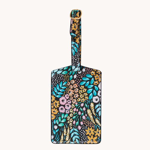 Black Floral Luggage Tag.