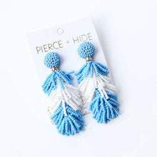 Load image into Gallery viewer, Carolina Blue Tiered Tassel Earrings| GAME DAY EARRINGS.
