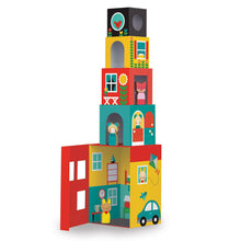 Load image into Gallery viewer, Peek-A-Boo House Stacking Blocks Play Set.
