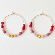 Load image into Gallery viewer, Colorful Gold Filled Ombre Hoops.
