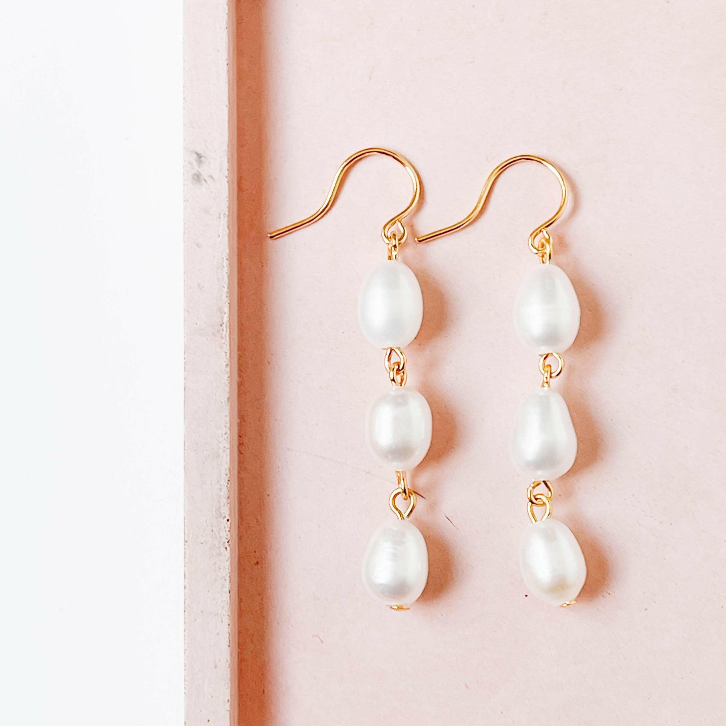 Long Freshwater Pearl Earrings.