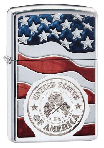 American Stamp on Flag Zippo Lighter.