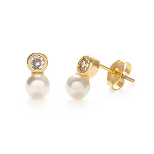 Pearl + Crystal Stud Earrings.