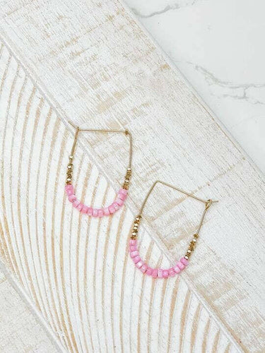 Mother of Pearl Drop Hoop Earrings.