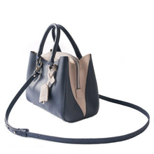 Load image into Gallery viewer, Emma Leather Satchel - Navy Blue/Taupe.
