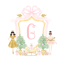 Load image into Gallery viewer, Nutcracker Ballerina Monogram Ornament | Pink &amp; Gold Mirror Christmas Ornament
