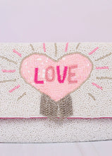 Load image into Gallery viewer, Love Beaded Fringe Crossbody WHITE
