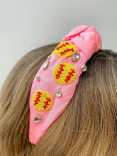 Load image into Gallery viewer, Beaded Softball Embellished Headband.
