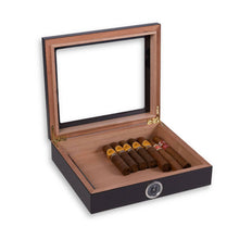 Load image into Gallery viewer, Carbon Fiber Design 20 Cigar Humidor with Glass Viewing Top.
