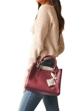 Load image into Gallery viewer, Emma Leather Satchel - Burgundy/Taupe.
